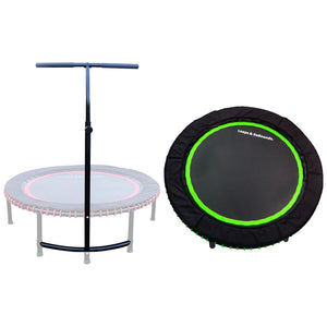 LEAPS & REBOUNDS 40" Adjustable Stability Bar w/ 40" Fitness Trampoline, Green - TRAPSKI