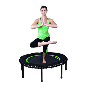LEAPS & REBOUNDS 40" Adjustable Stability Bar w/ 40" Fitness Trampoline, Green - TRAPSKI