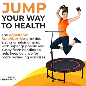 LEAPS & REBOUNDS 40" Adjustable Stability Bar w/ 40" Fitness Trampoline, Green - TRAPSKI