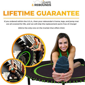 LEAPS & REBOUNDS 40" Adjustable Stability Bar w/ 40" Fitness Trampoline, Green - TRAPSKI