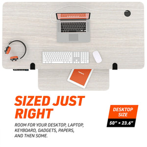 Truweo Adjustable Electric Standing Desk Tabletop w/Sliding Keyboard Tray, Gray