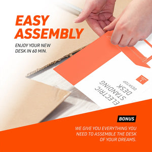 Truweo Adjustable Electric Standing Desk Tabletop w/Sliding Keyboard Tray, Gray