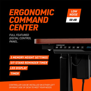 Truweo Adjustable Electric Standing Desk Tabletop w/Sliding Keyboard Tray, Brown