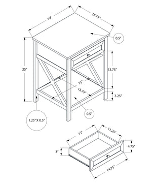 Accent End Table, 2 Tier, Storage Drawer, Transitional Style