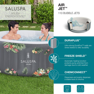 Bestway SaluSpa Aruba AirJet Inflatable Hot Tub with EnergySense Cover, Grey - TRAPSKI