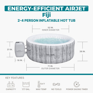 Bestway SaluSpa Fiji AirJet Inflatable Hot Tub with EnergySense Cover, Grey