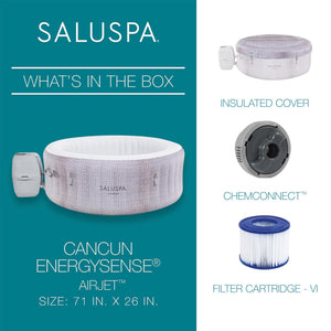 Bestway SaluSpa Cancun 2 to 4 Person Inflatable Hot Tub, Energy-Efficient Spa