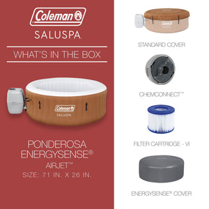 Coleman Ponderosa AirJet Round Inflatable Hot Tub w/ EnergySense Cover, Orange