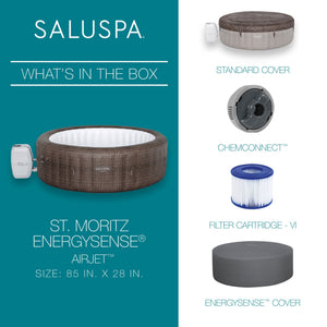 Bestway SaluSpa St Moritz AirJet Inflatable Hot Tub w/ EnergySense Cover, Brown