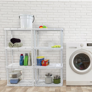 Gracious Living 4 Shelf Knect-A-Shelf Ventilated Storage Unit, White (3 Pack)