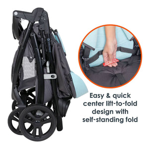 Baby Trend Tango Lightweight Foldable Stroller with Dual Suspension, Blue Mist