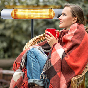 Sengoku HeatMate Weatherproof Graphite Patio Heater with Stand & Remote, Silver - TRAPSKI