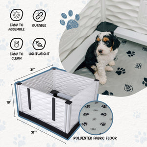 EZwhelp EZclassic 28" x 28" Puppy Dog Whelping Box Playpen w/Rails & Liner, Gray - TRAPSKI