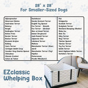 EZwhelp EZclassic 28" x 28" Puppy Dog Whelping Box Playpen w/Rails & Liner, Gray - TRAPSKI