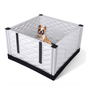 EZwhelp EZclassic 28" x 28" Puppy Dog Whelping Box Playpen w/Rails & Liner, Gray - TRAPSKI