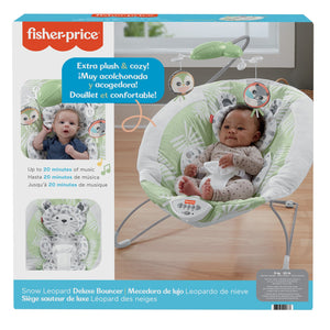 Fisher-Price Snow Leopard Deluxe Baby Bouncer with Soothing Sounds & Vibrations