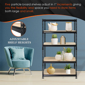 Juggernaut Storage 24" x 72" 5 Shelf Steel Utility Shelving Storage Unit, Black