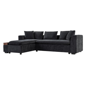 Modern L Shaped Sectional Sofa With Upholstery And Wooden Storage