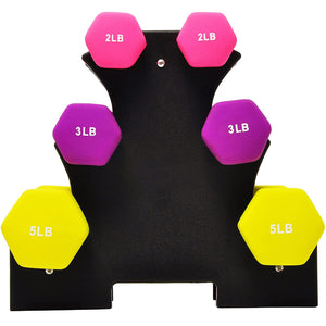 BalanceFrom Neoprene Dumbbell Set with Rack, Nonslip Coated Weights for Women and Men, Strength Training, Multiple Sizes and Colors