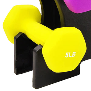 BalanceFrom Neoprene Dumbbell Set with Rack, Nonslip Coated Weights for Women and Men, Strength Training, Multiple Sizes and Colors