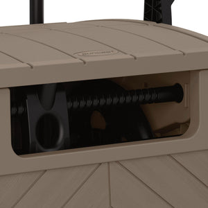 Suncast 150 Foot Baywood Smart Tube Wheeled Hose Reel Hideaway Cart, Dark Taupe