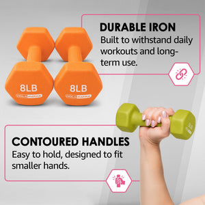 HolaHatha Dumbbell Hand Weights Set & Rack for Home Workout, 76 Lbs, Multicolor