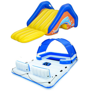 Bestway H2OGO! Inflatable Water Slide & Tropical Breeze Party Island Water Float - TRAPSKI