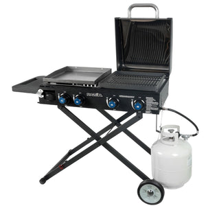 Razor Griddle Portable 4 Burner 40,000 BTU Gas Grill and Griddle Cart with Lid