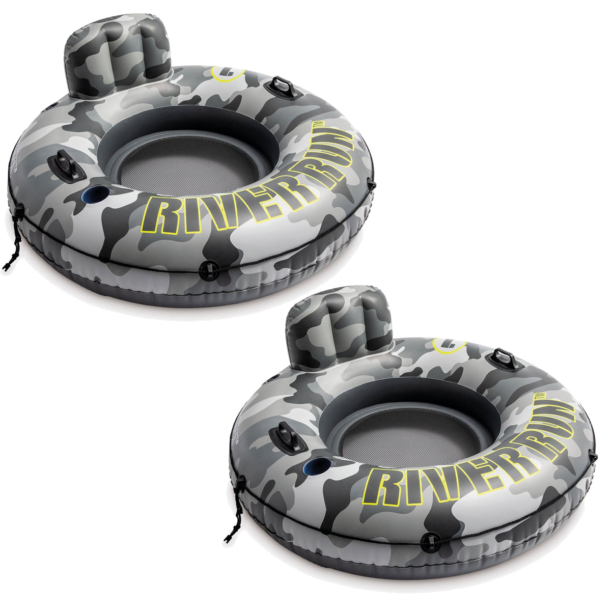 Intex River Run I Camo Inflatable Floating Tube Raft with Cup Holders ...