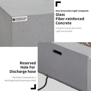 ESSENTIAL LOUNGER 35" Square Concrete Outdoor 50,000 BTU Firepit Table Set, Gray
