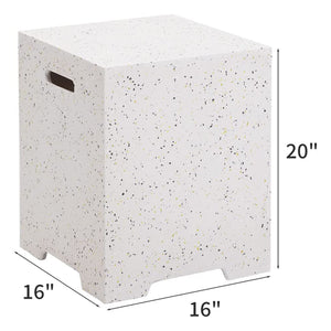 ESSENTIAL LOUNGER Fire Pit Propane Tank Cover Hideaway Table with Handles, White