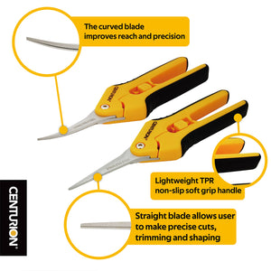 CENTURION Stainless Precision Snip Curved/Straight Pruning & Trimming Shear Set