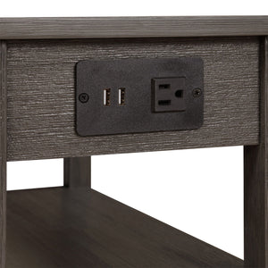 Convenience Concepts American Heritage End Table w/ Charging Station, Dark Gray