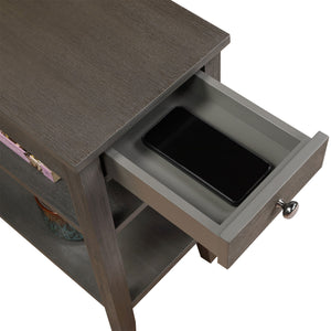 Convenience Concepts American Heritage End Table w/ Charging Station, Dark Gray