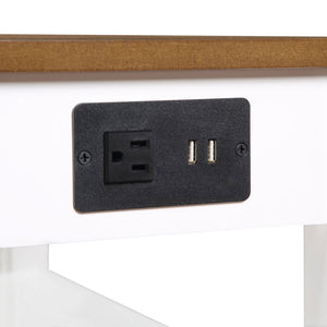 Convenience Concepts American Heritage End Table w/ Charging Station, Wood/White