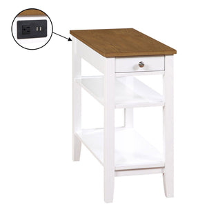 Convenience Concepts American Heritage End Table w/ Charging Station, Wood/White