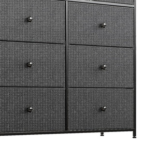 REAHOME 9 Drawer Steel Frame Bedroom Storage Organizer Chest Dresser, Black/Gray