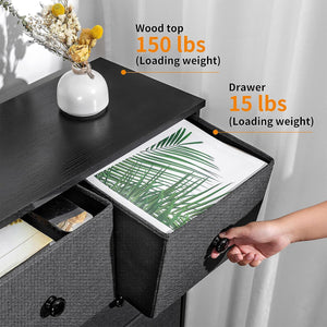 REAHOME 9 Drawer Steel Frame Bedroom Storage Organizer Chest Dresser, Black/Gray