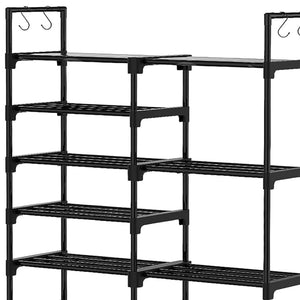 WOWLIVE 9 Tier Metal Shoe Rack, 30 to 35 Pair Shelf Storage Organizer, Black