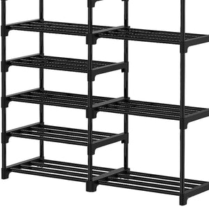 WOWLIVE 9 Tier Metal Shoe Rack, 30 to 35 Pair Shelf Storage Organizer, Black