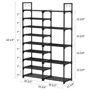 WOWLIVE 9 Tier Metal Shoe Rack, 30 to 35 Pair Shelf Storage Organizer, Black