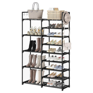 WOWLIVE 9 Tier Metal Shoe Rack, 30 to 35 Pair Shelf Storage Organizer, Black