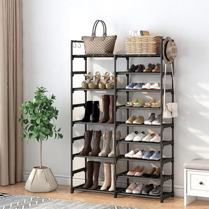 WOWLIVE 9 Tier Metal Shoe Rack, 30 to 35 Pair Shelf Storage Organizer, Black