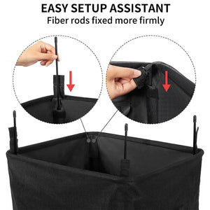 WOWLIVE 90L Foldable Rectangular Deluxe Laundry Service Rolling Basket, Black