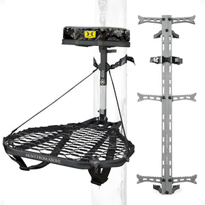 Hawk Combat Hang On Tree Stand with Set of 3 Helium Treestand Climbing Sticks