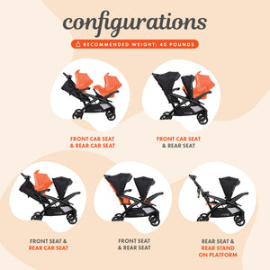 Baby Trend Sit N Stand Double Stroller with EZ-Lift Plus Infant Car Seat, Stormy