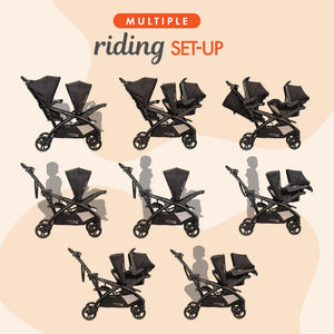Baby Trend Sit N' Stand Double Stroller with EZ-Lift Car Seat (2 Pack), Stormy - TRAPSKI