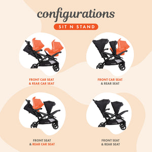 Baby Trend Sit N' Stand Double Stroller with EZ-Lift Car Seat (2 Pack), Stormy - TRAPSKI