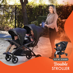 Baby Trend Sit N' Stand Double Stroller with EZ-Lift Car Seat (2 Pack), Stormy - TRAPSKI
