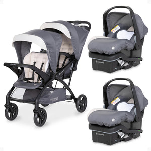 Baby Trend Sit N' Stand Double Stroller with EZ-Lift Car Seat (2 Pack), Magnolia